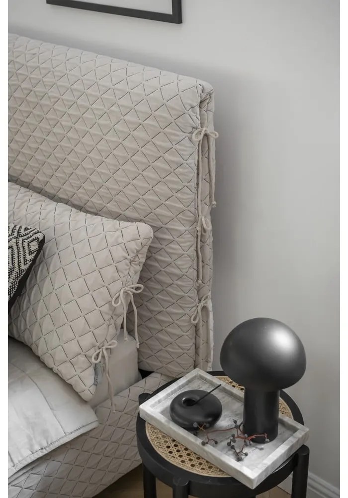 Bézs kárpitozott franciaágy ágyráccsal 180x200 cm Sleepy Luna – Miuform