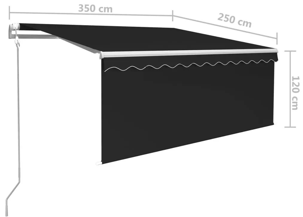 antracitszürke automata napellenző redőnnyel 3,5 x 2,5 m