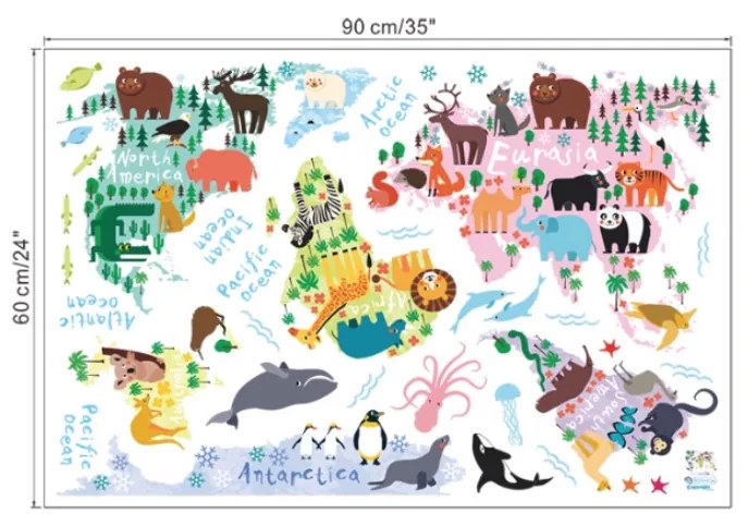 PIPPER | Falmatrica "A világ színes térképe 3" 70x90cm