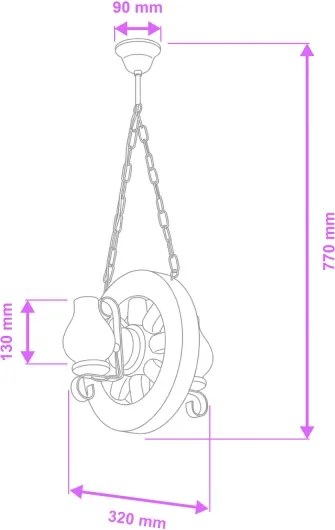 Brilagi - Csillár láncon ROATA 2xE14/40W/230V bükkfa