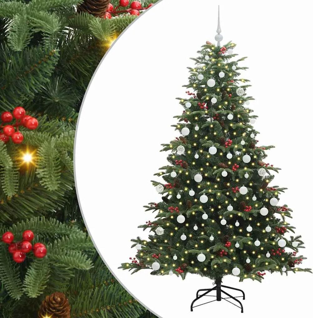 vidaXL Mű karácsonyfa 300 LED-del Zöld 180 cm PVC és Fém és Műanyag