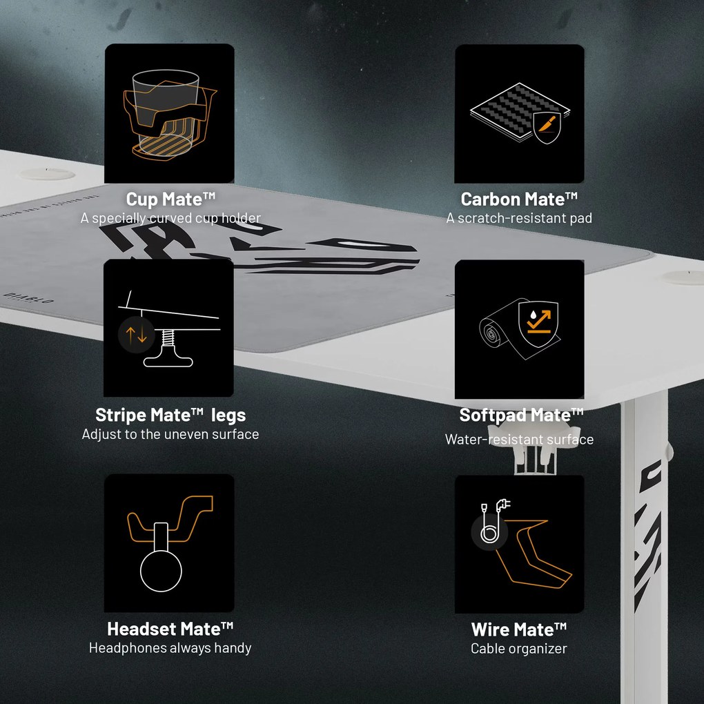 X-Mate fehér irodai és gamer íróasztal, 160x75x75 cm, Doablo Chairs