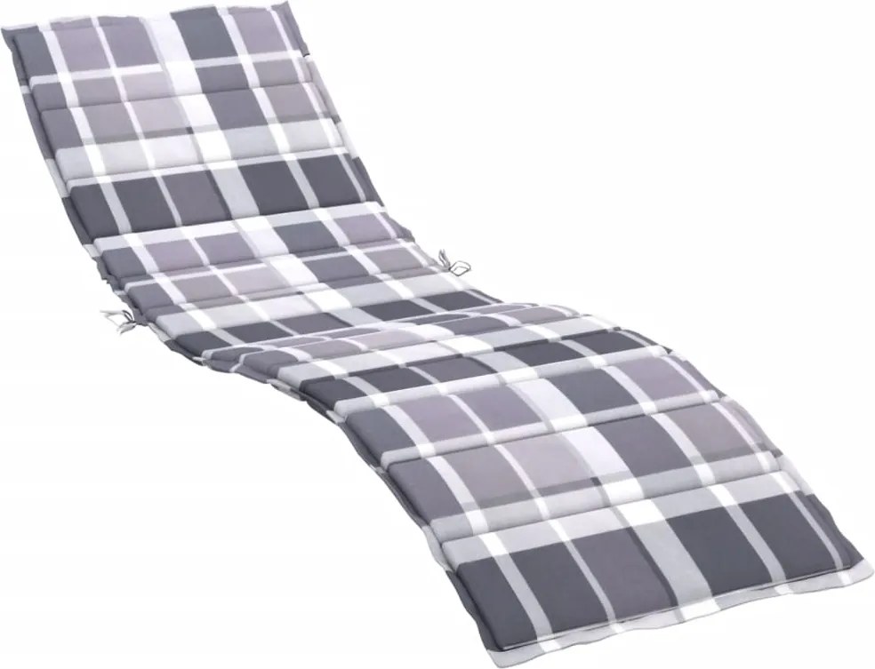 vidaXL szürke kockás oxford szövet napozóágy párna 200 x 60 x 3 cm