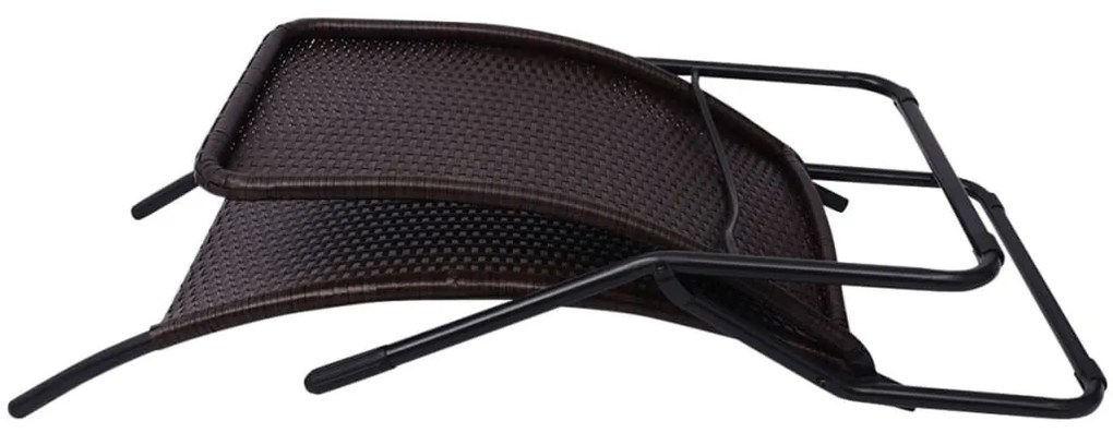 Barna összecsukható polyrattan napozóágy