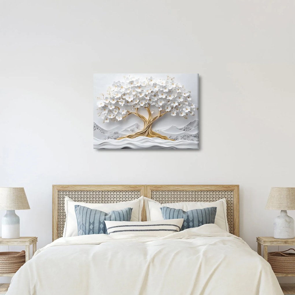 Kép – 3D elegáns életfa virágokkal (70x50 cm)