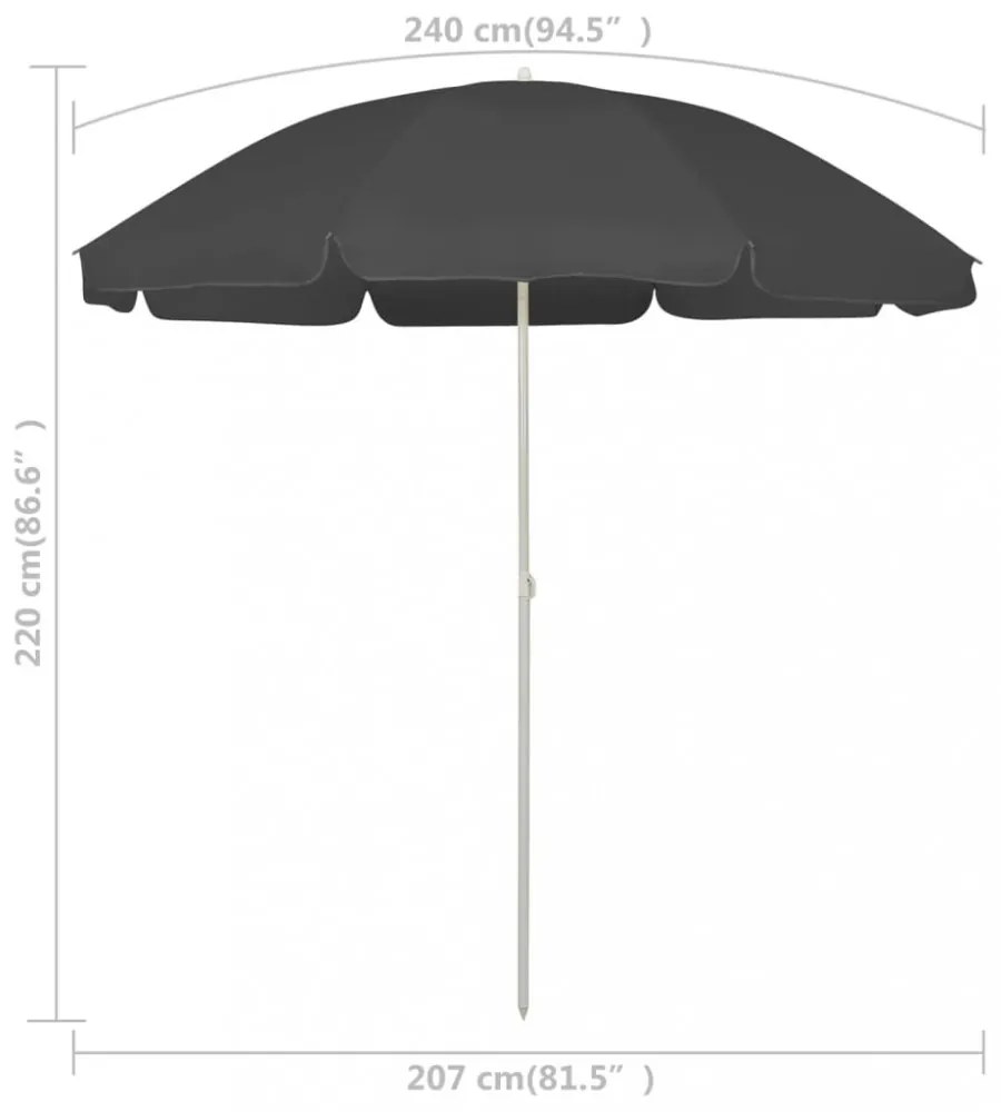 antracitszürke strandnapernyő 240 cm