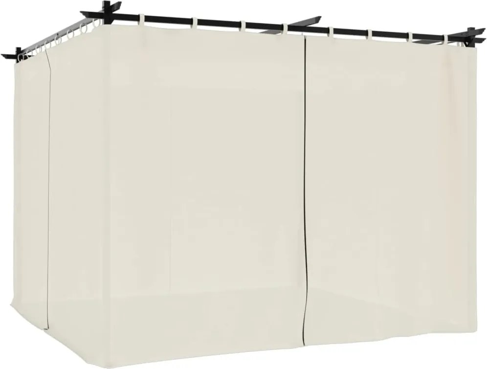 vidaXL krémszínű acél pavilon függönyökkel 3 x 3 m
