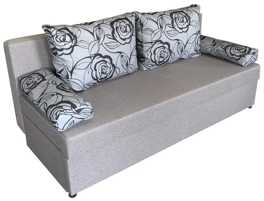 Odessa Kihúzható Kanapé 185x85x80 cm, tárolóládával, Grey Flower