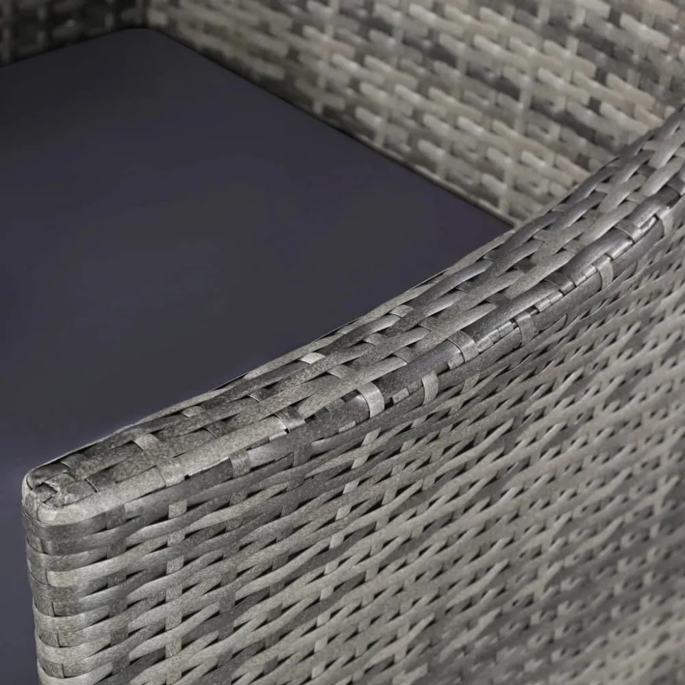 11 részes szürke polyrattan kültéri étkezőgarnitúra párnával