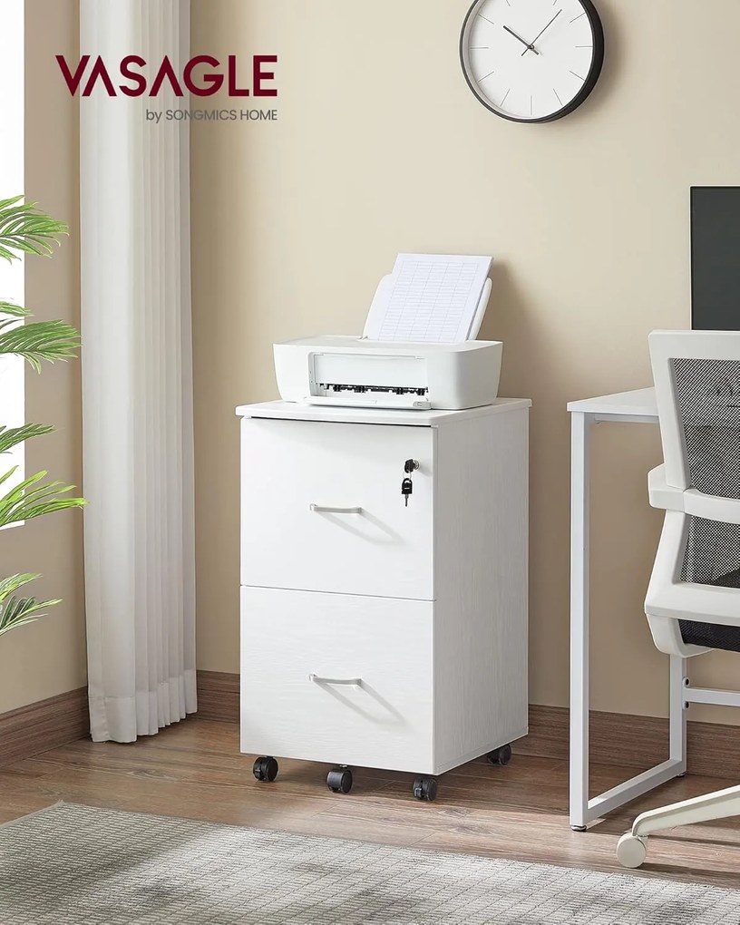 2 fiókos gurulós iratszekrény zárható irattároló fehér