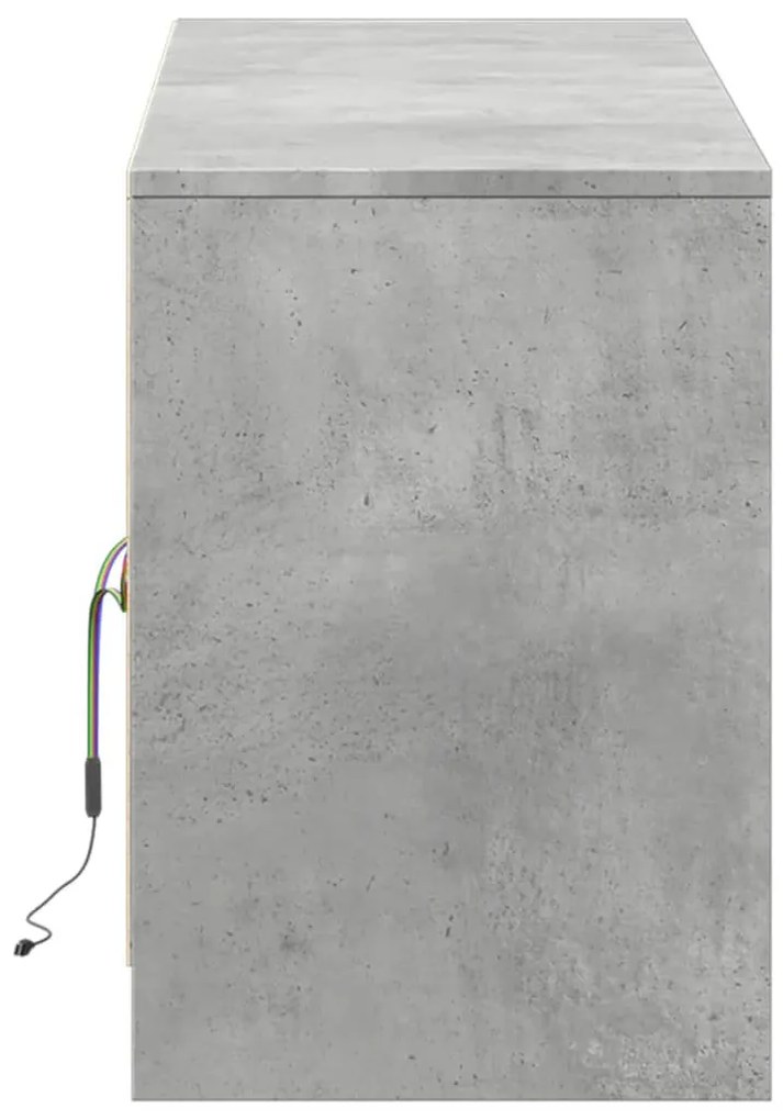 betonszürke szerelt fa TV-szekrény LED-ekkel 139,5 x 34 x 50 cm