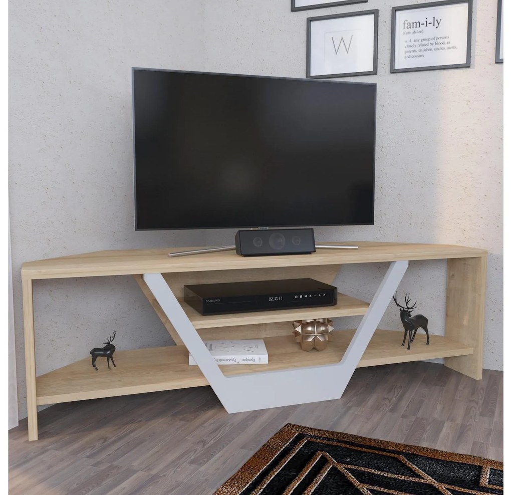 TV asztal/Szekrény Sarra (fehér + tölgy) . 1102561