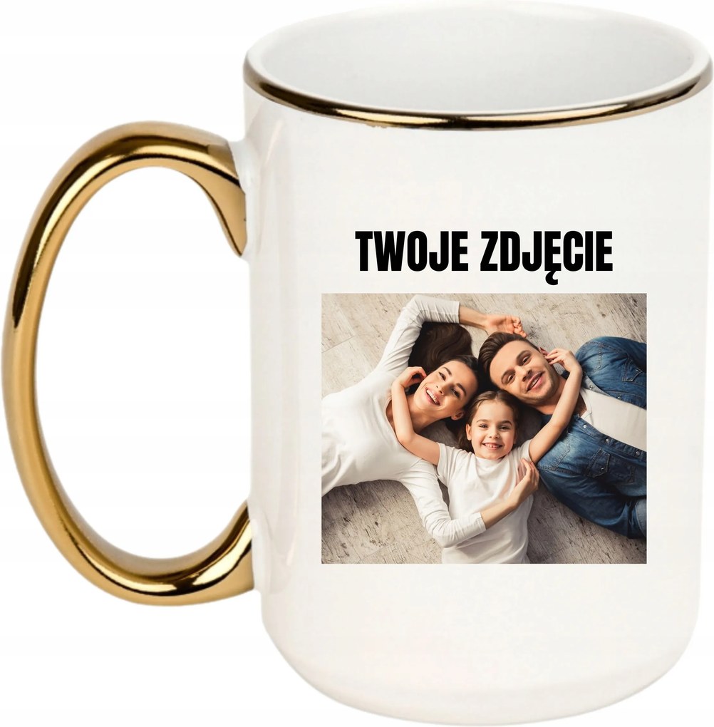 Bögre Fehér Arany Fül Nagy 440ml Vicces Ajándék Saját Fotó