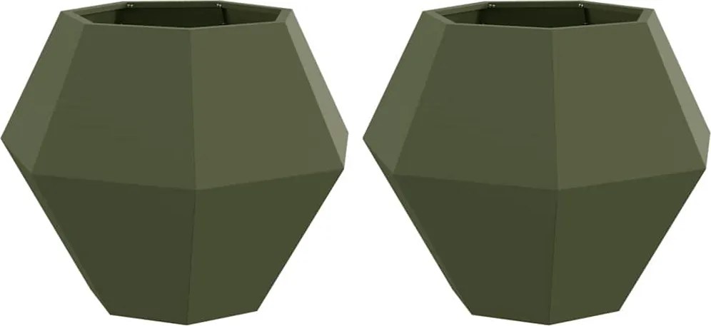 vidaXL Növénytartó 2 pcs Olajzöld 75 x 75 x 60 cm Acél