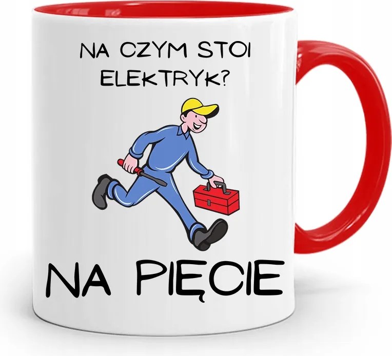 Piros Villanyszerelő Bögre Milyen Villanyszerelő Áll? fényképes nyomattal
