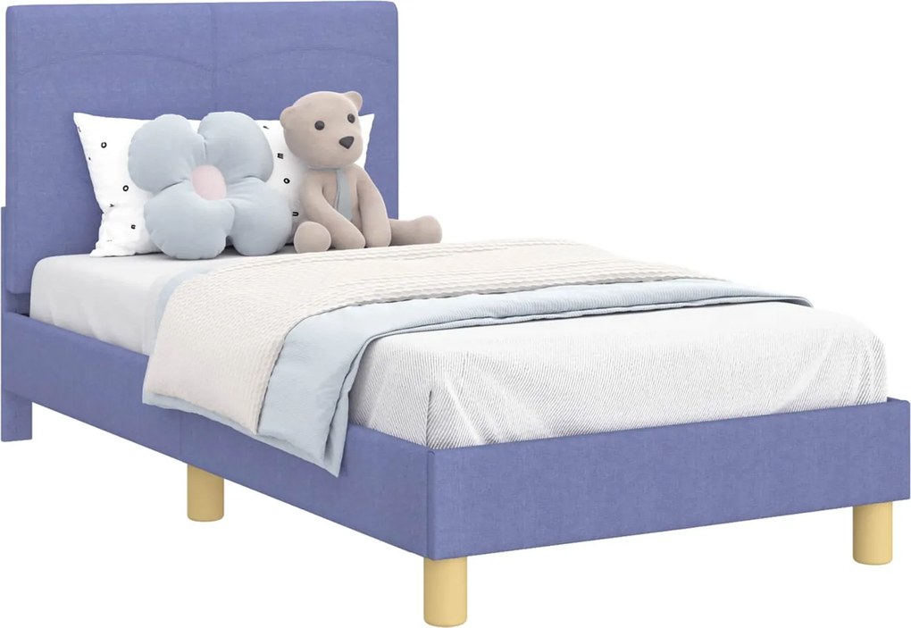 vidaXL Gyerekágy kerettel fejtámlával Farmerkék 80 x 160 cm szövet
