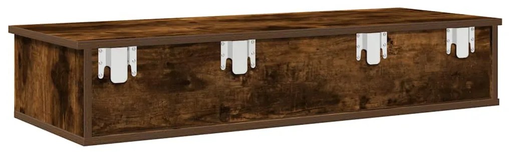 füstölt tölgy szerelt fa falipolc fiókokkal 100 x 37,5 x 19 cm