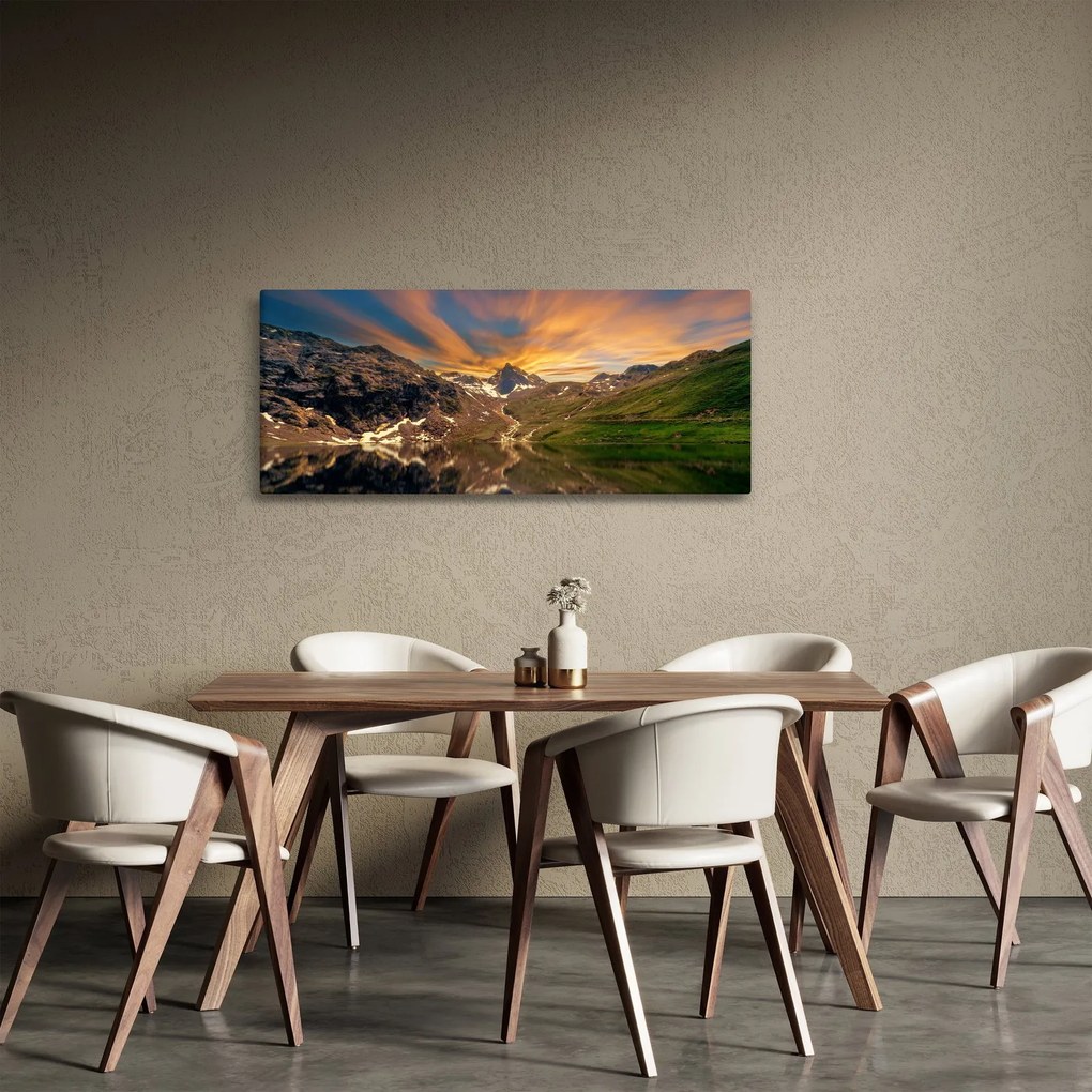 Kép - Visszaverődés a hegyi tóban (120x50 cm)