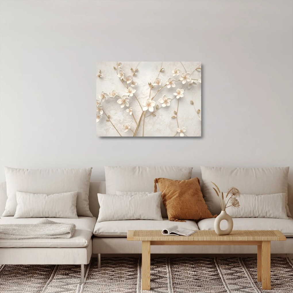 Kép - Arany virág - absztrakt (üvegen) (70x50 cm)