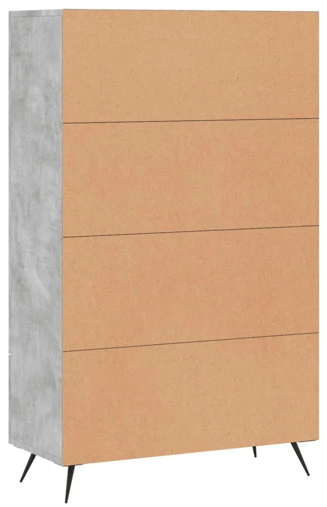 betonszürke szerelt fa magasszekrény 69,5 x 31 x 115 cm