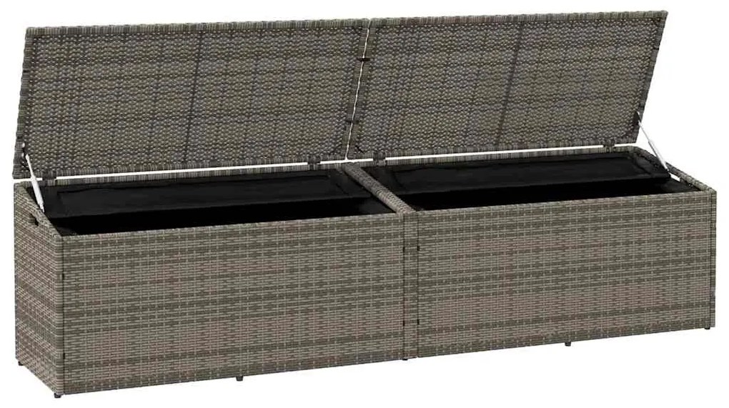 szürke polyrattan kerti tárolóláda 220x50x58 cm