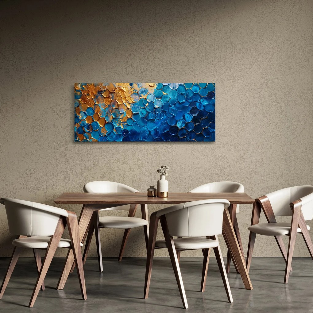 Kép - Kék-arany festmény (120x50 cm)