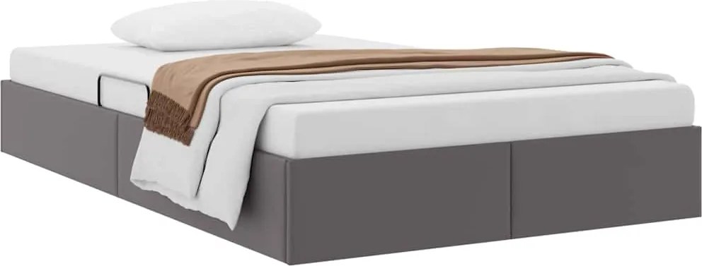 vidaXL Tárolós Ágy fejtámlával tárolóval Szürke 120 x 190 cm Műbőr