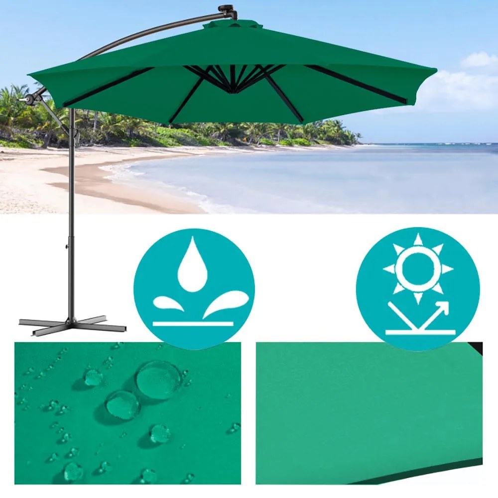 Függő napernyő 2,7 m, zöld