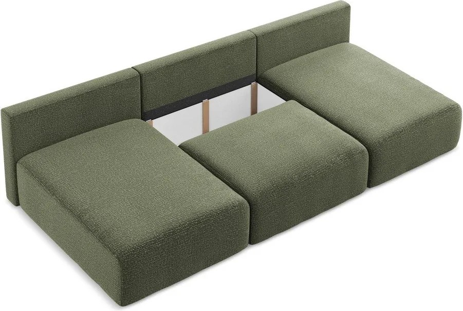 Zöld kinyitható-tárolóhelyes sarokkanapé Kalena – Makamii