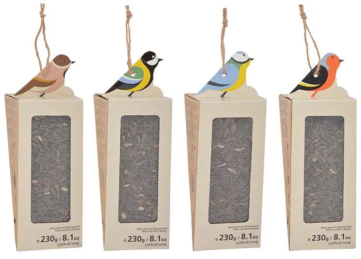 Felakasztható madár mintás madáretető, napraforgómaggal, D