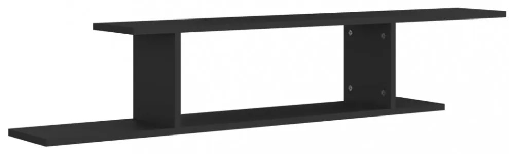fekete szerelt fa falra szerelhető TV-polc 125 x 18 x 23 cm
