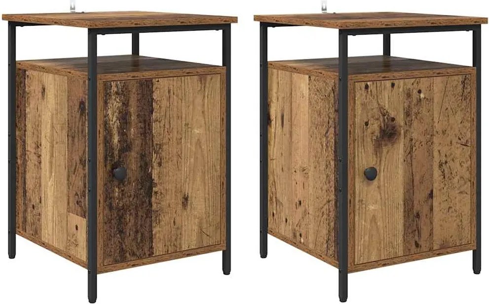 vidaXL Éjjeliszekrény 2 pcs Öreg fa 40 x 42 x 60 cm Faanyag