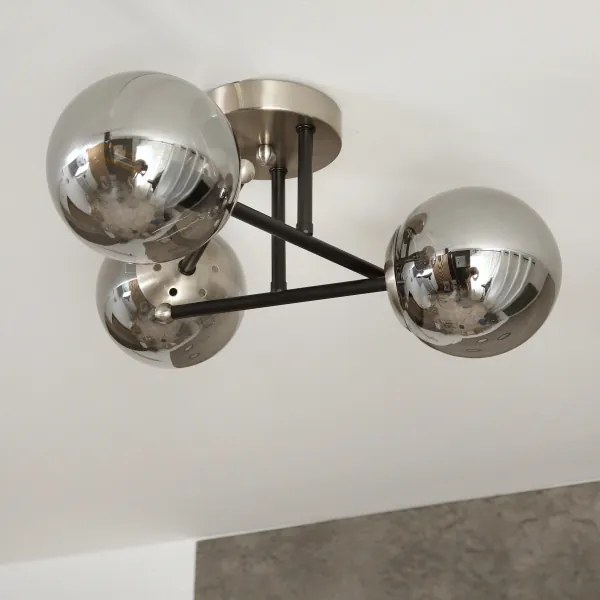 Brilagi - Felületre szerelt csillár MALIVA 3xE14/15W/230V matt króm/füstszínű