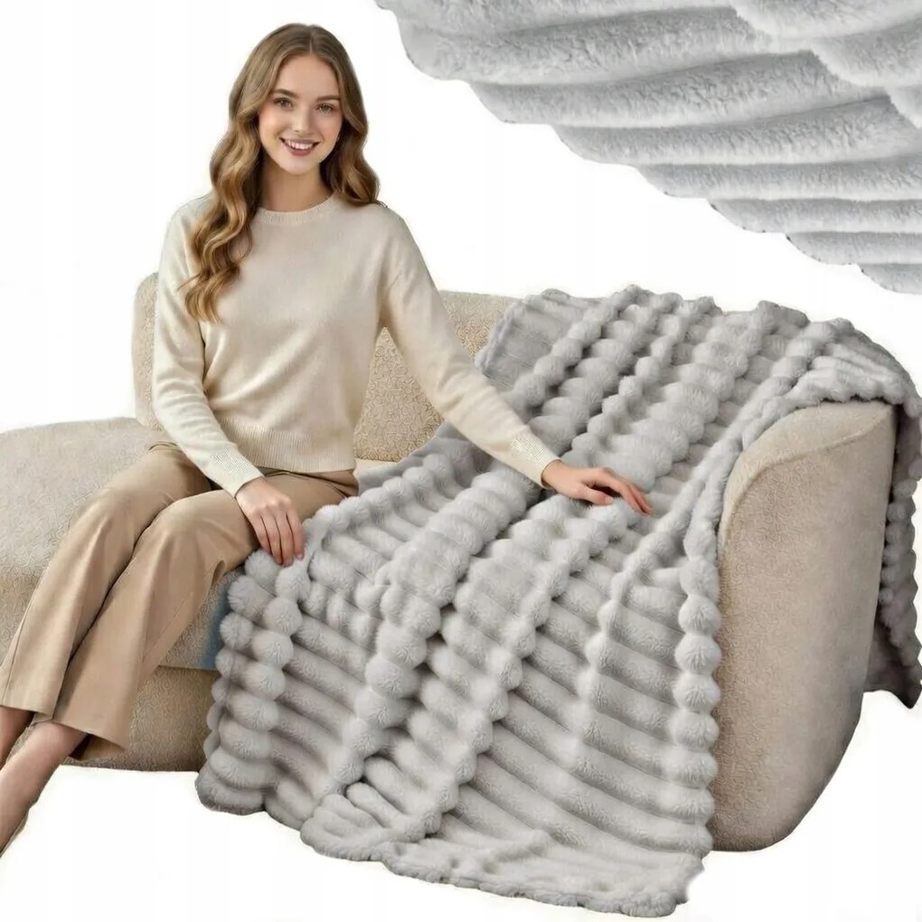 Takaró 160x200 Mikroszálas Dombornyomott Vastag Meleg Ágytakaró Szürke