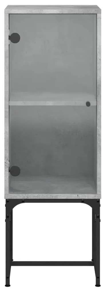 betonszürke kisszekrény üvegajtókkal 35 x 37 x 100 cm