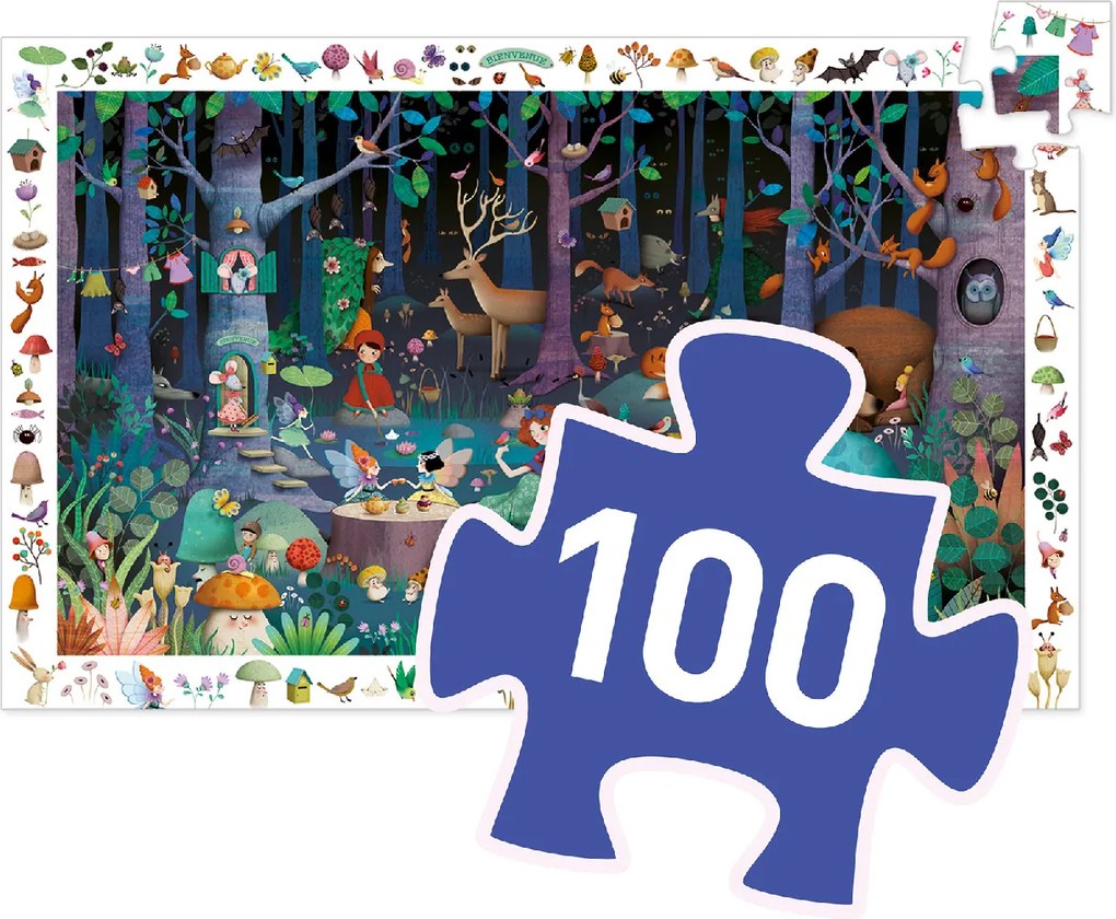 Megfigyeltető puzzle - Elvarázsolt erdő, 100 db-os - Enchanted Forest