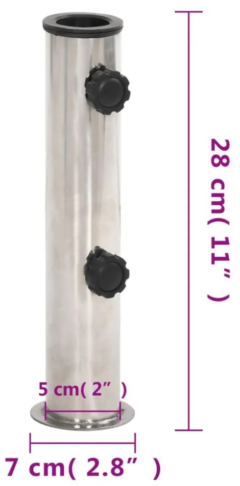 ezüstszínű rozsdamentes acél napernyőtalp rúdhoz Ø38/48 mm