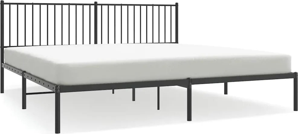 vidaXL fekete fém ágykeret fejtámlával 193 x 203 cm