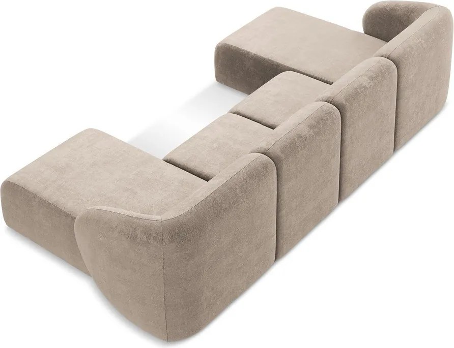 Világosbarna zsenília sarokkanapé (U alakú) Lani – Makamii