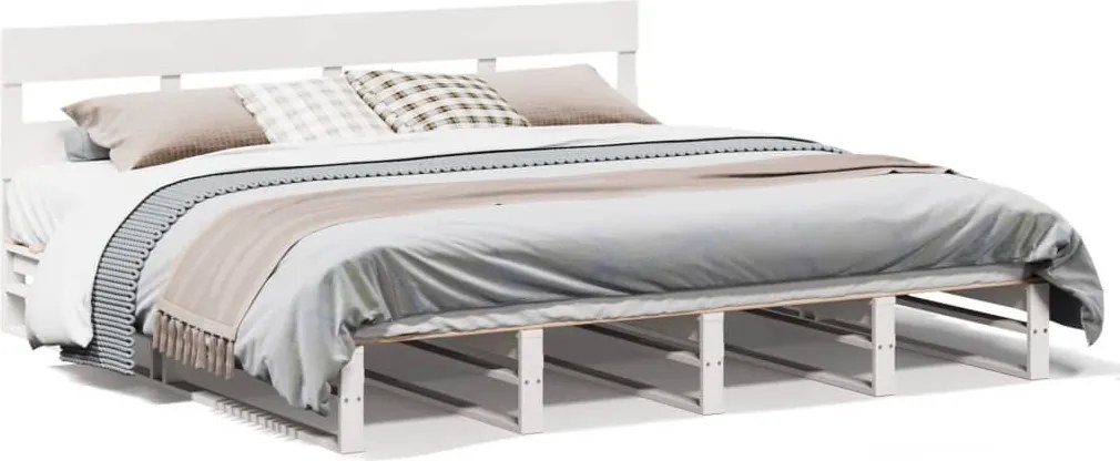 vidaXL fehér tömör fenyőfa ágy matrac nélkül 180 x 200 cm