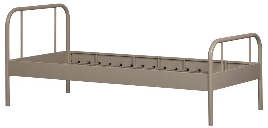 Bézs fém egyszemélyes ágy ágyráccsal 90x200 cm Mata – WOOOD