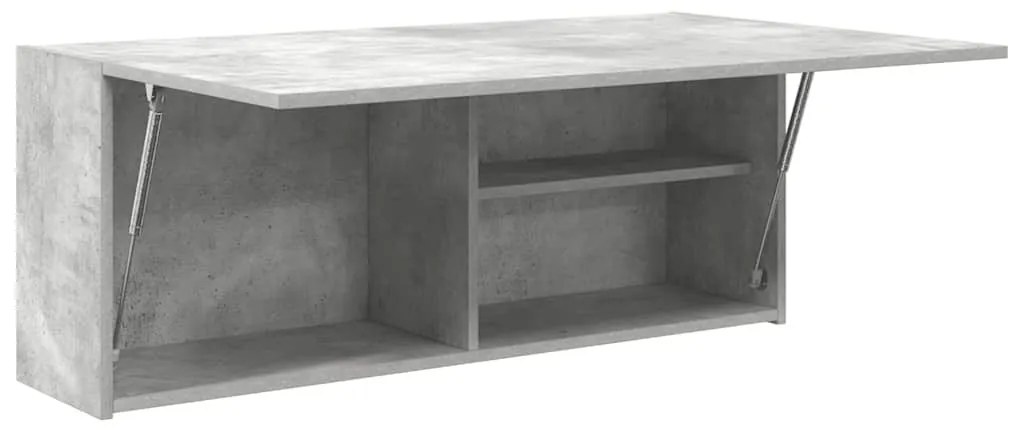 Betonszürke szerelt fa fali fürdőszobaszekrény 100 x 25 x 40 cm