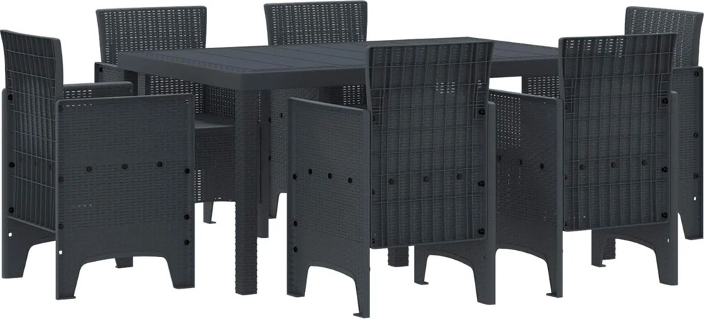 vidaXL Kert étkező szett 7 pcs Antracit Polt rattan