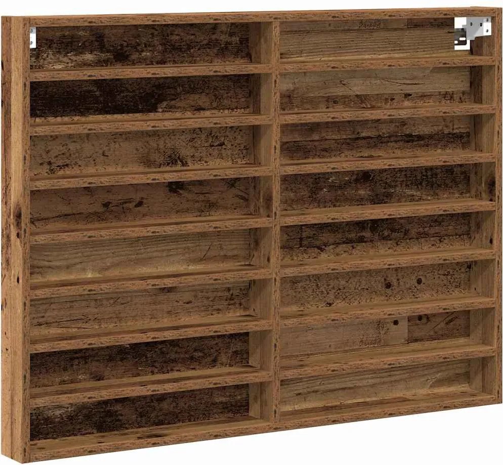 vidaXL Kiállító szekrény polcokkal Öreg fa 100 x 8,5 x 75 cm Faanyag