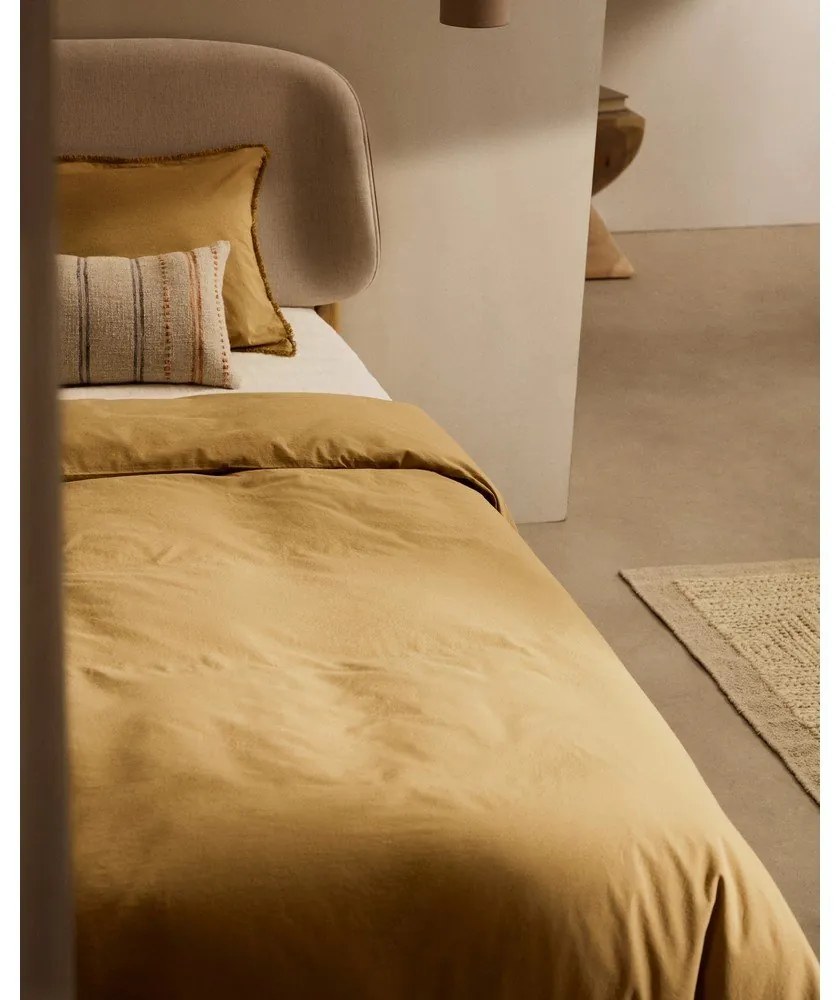 Mustársárga kétszemélyes hosszabbított pamut-perkál ágyneműhuzat 260x240 cm Sifinia – Kave Home