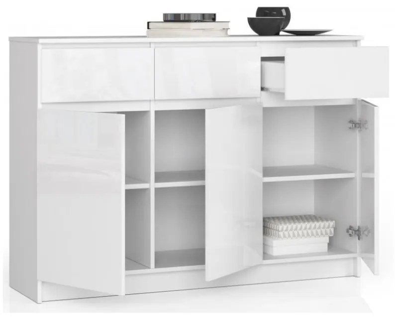 KLARIS 2 komód, 138x99x40, fehér/bézs