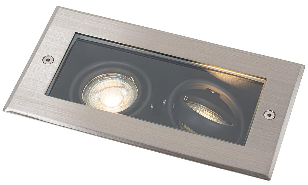 Modern kerti talajszpot acélból, 2-lámpás, állítható, IP65 - Oneon