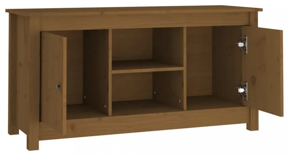 mézbarna tömör fenyőfa TV-szekrény 103 x 36,5 x 52 cm