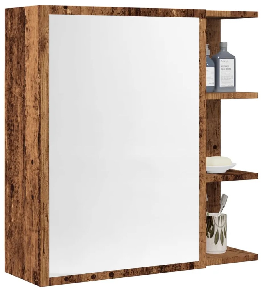 antik fa színű szerelt fa tükrös szekrény 62,5 x 20,5 x 64 cm
