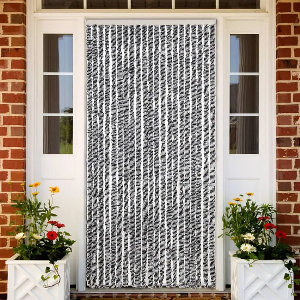 szürke és fekete és fehér zsenília rovarfüggöny 90x220 cm